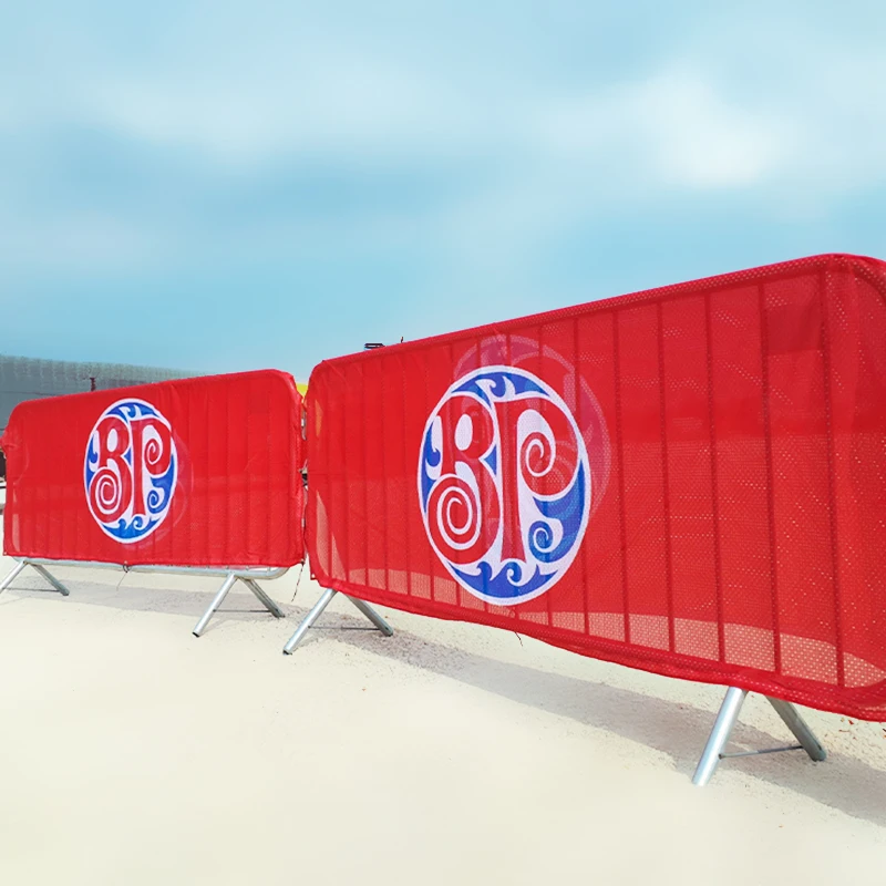 Custom Road Fence Covers Sports Event Fence Mesh Covers Barricade Covers Street Crowd Control Fabric Banner Factory Outlet