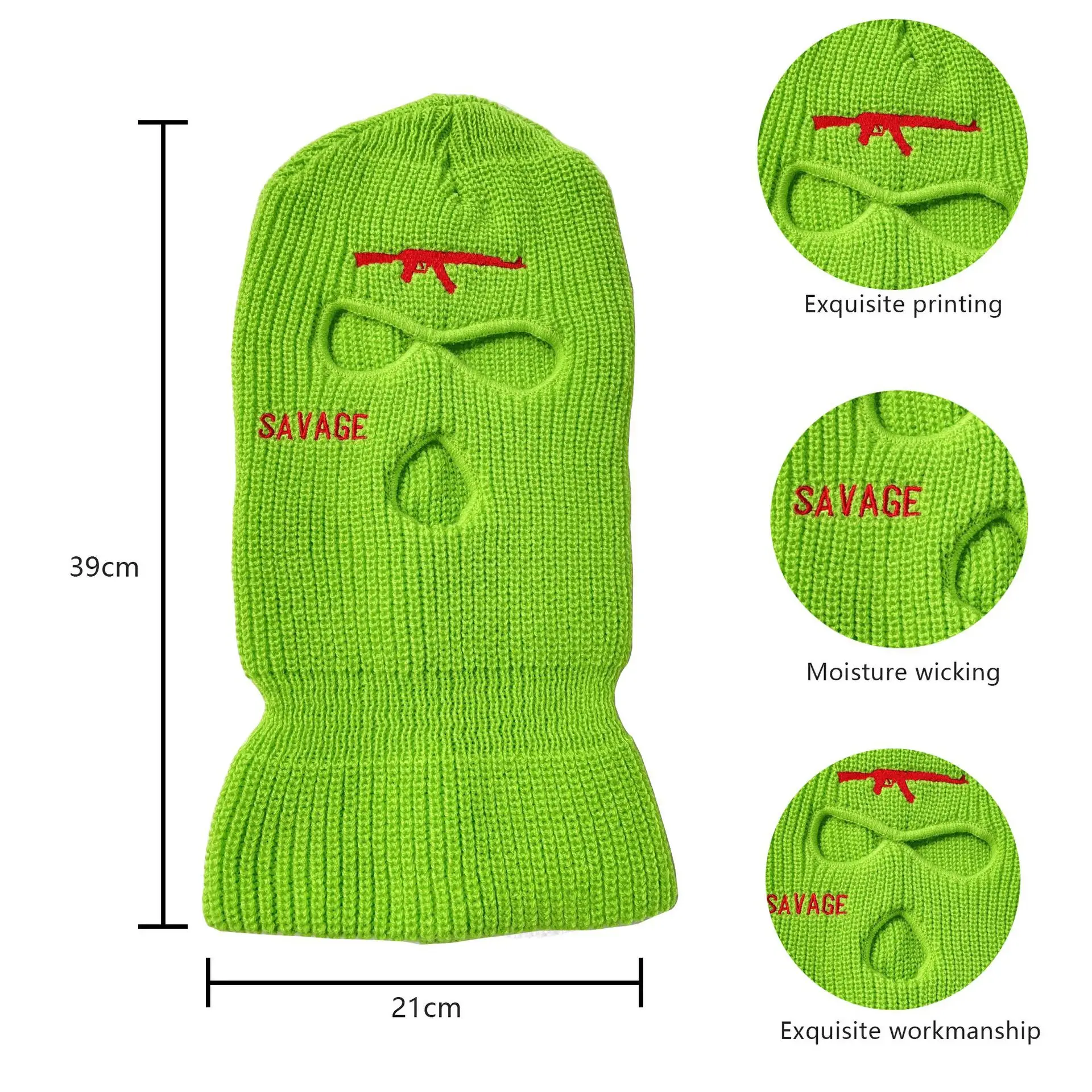 Custom Design Embroidery Logo Balaclava Motorcycle 3 Hole Full Face Knit Ski Mak Beanie