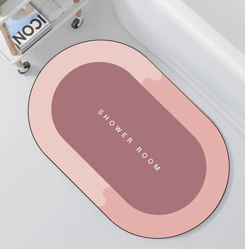 Bath Mat Custom Diatomaceous Earth Shower Mat Non-Slip Super Absorbent Quick Dry Bathroom Floor Mat