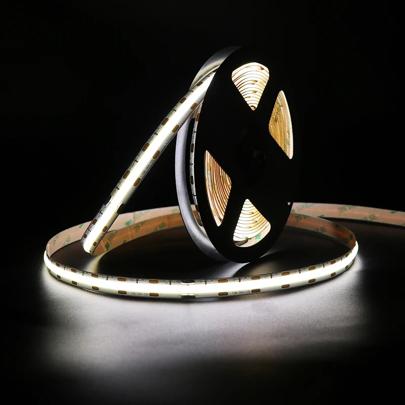 Hot sales 90Ra CE ROHS 12 vdc 24V 504 PCS 10W/M  2700K warm white cob fob led strip light strips for advertising backlight
