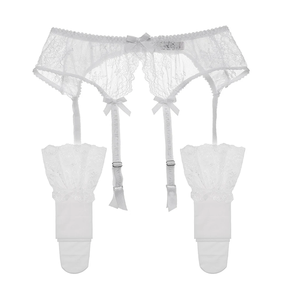 
Varsbaby sexy floral lace bow underwear high quality S M L XL 2 pcs garters+stockings for women 