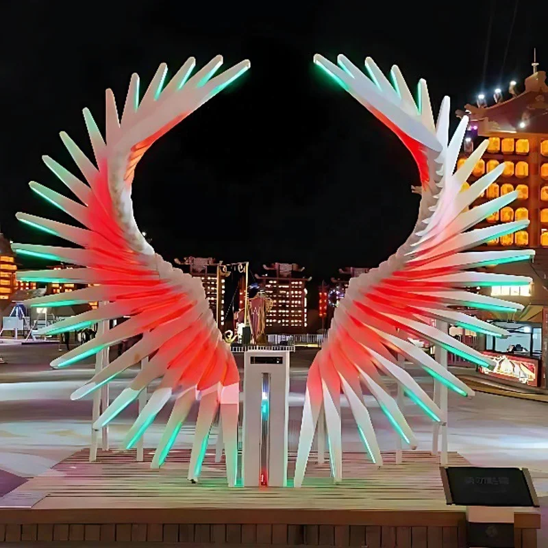 Hot Sell LED Handmade Oddly-shaped Large Angel Wings Acrylic Sculpture for Photo Background