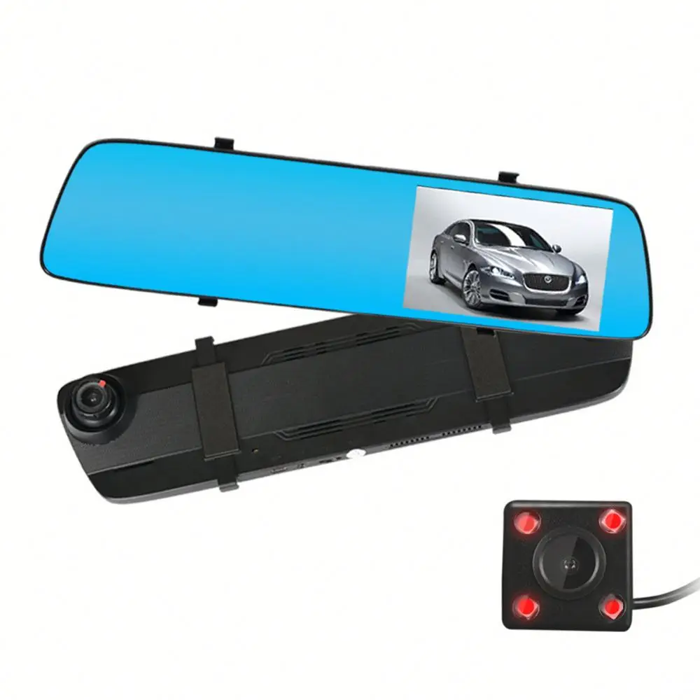 200 New Arrival  4.3inch Touch Screen Dual Car Dvr Camera Fhd Car Black Box Rear View Mirror Camera For Car