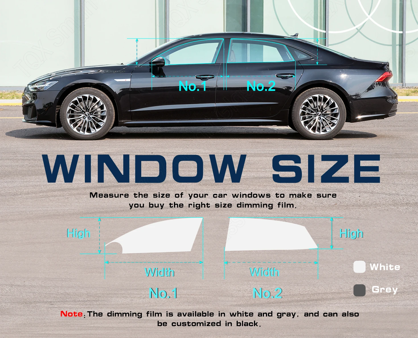 Smart Tint Car Window Film Grey White Black Electronic Glass Self Adhesive Film Switchable Privacy PDLC Glass Dimming Film