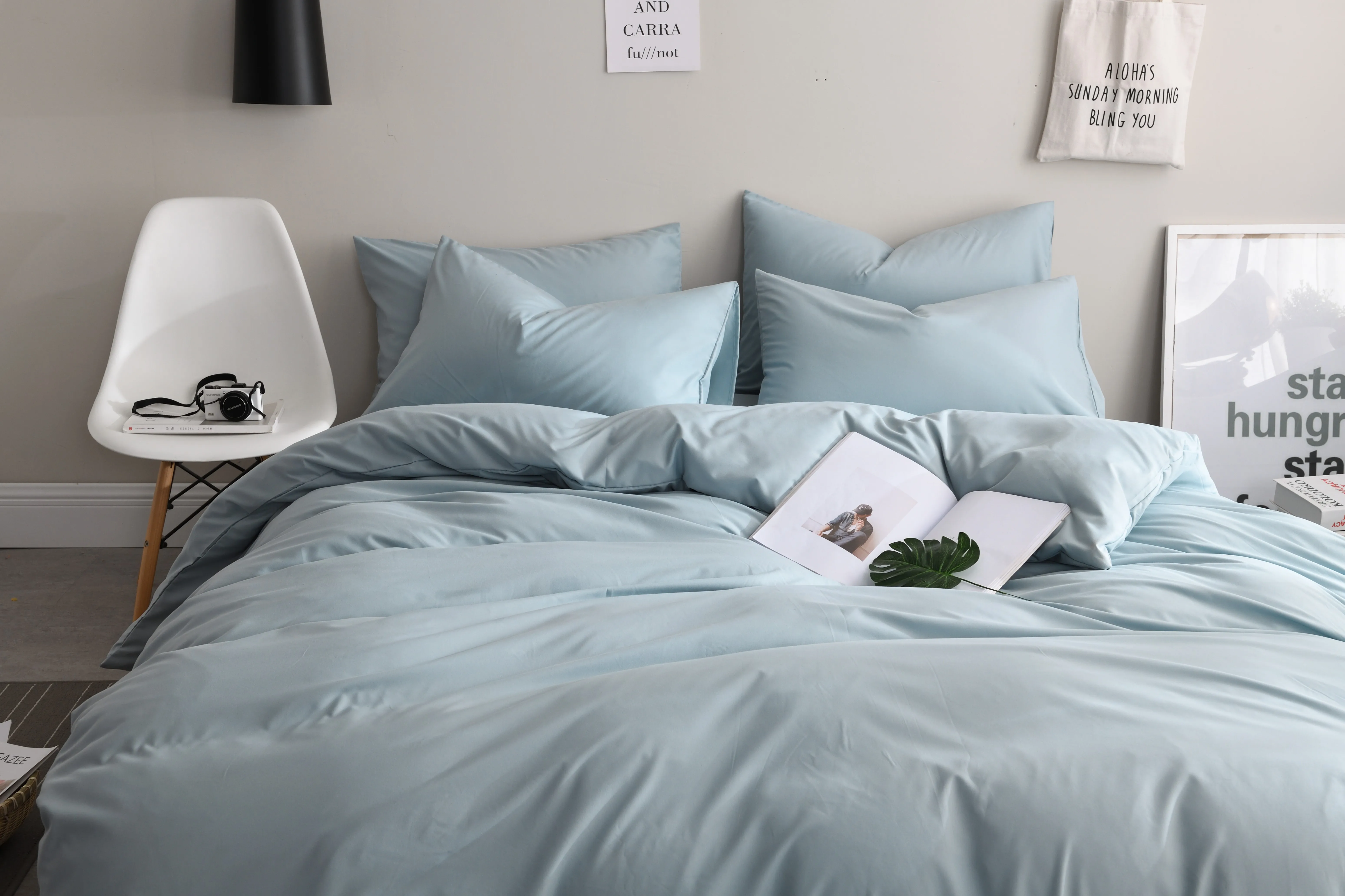 Plush Three Piece Duvet Cover Organic Bamboo Sheets Bedding Set With Fitted Sheet