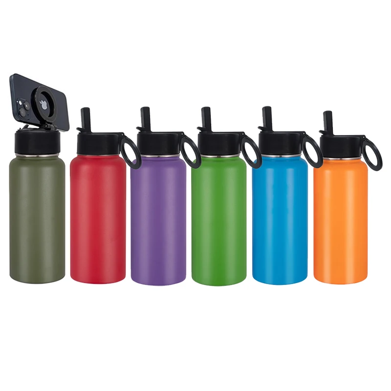 2024 Hot Selling Double Wall Vacuum Insulated 304 Stainless Steel Water Bottle Flask Water Bottle with Magnetic Straw Lid