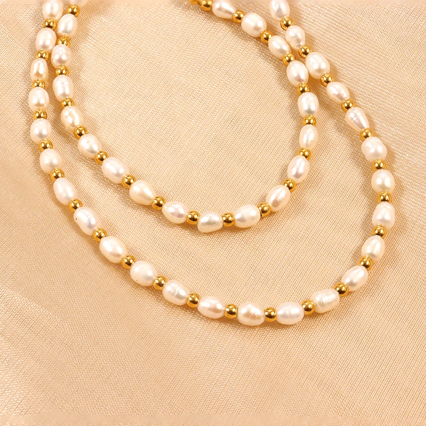 Fine Jewelry Jewelry Sets Waterproof Natural Fresh Water Oval Pearl Necklace Bracelet Freshwater Pearl Beads Necklace