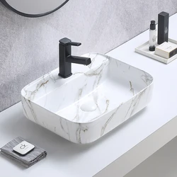 Elegance stone design table top art basin bathroom bath ceramic sink  marble pattern lavabo bagno hand wash basin