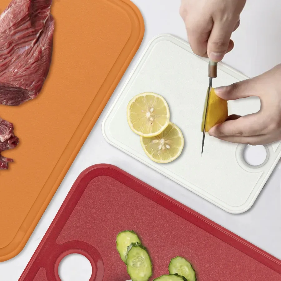 Non Slip Flexible Set of 3 Plastic Cutting Board Mats Colorful Chopping Boards for Meat Fruit Vegetable