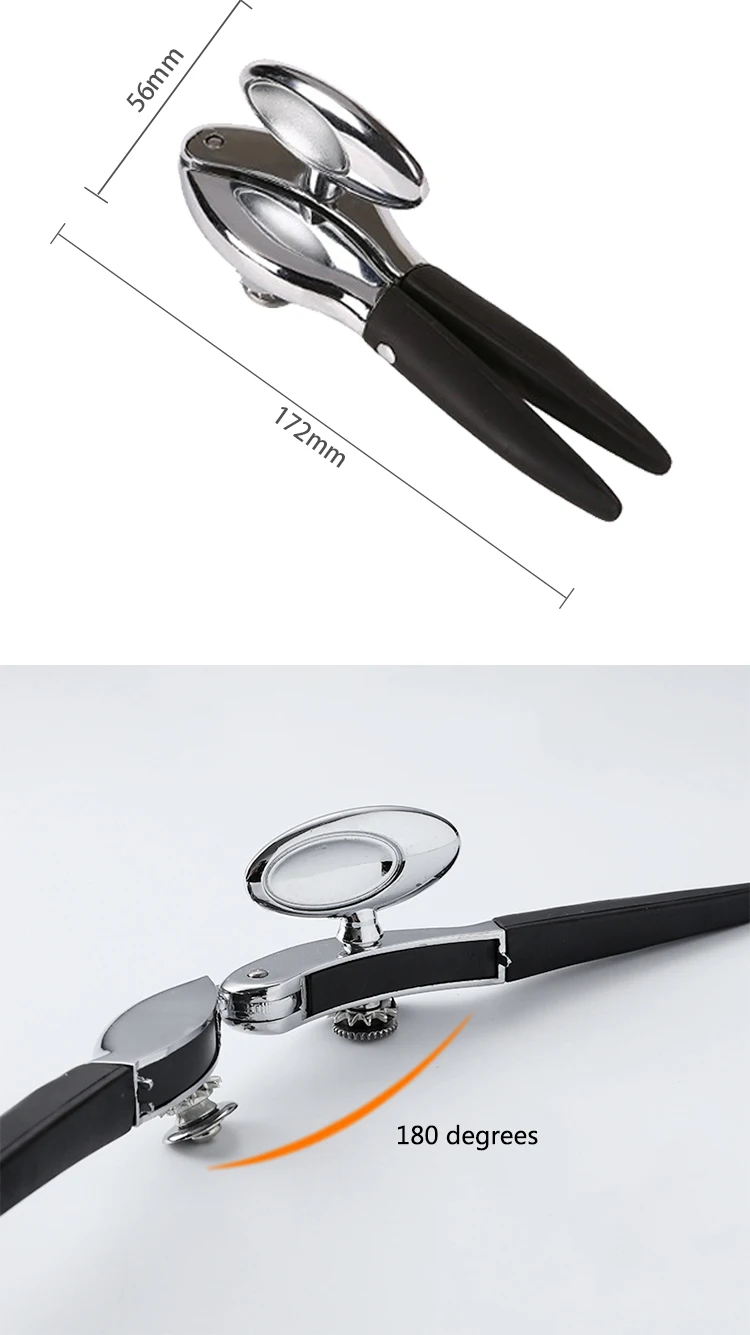 wholesale customized kitchen tools zinc alloy manual can opener with non-silp handle BPA free high quality household tin opener