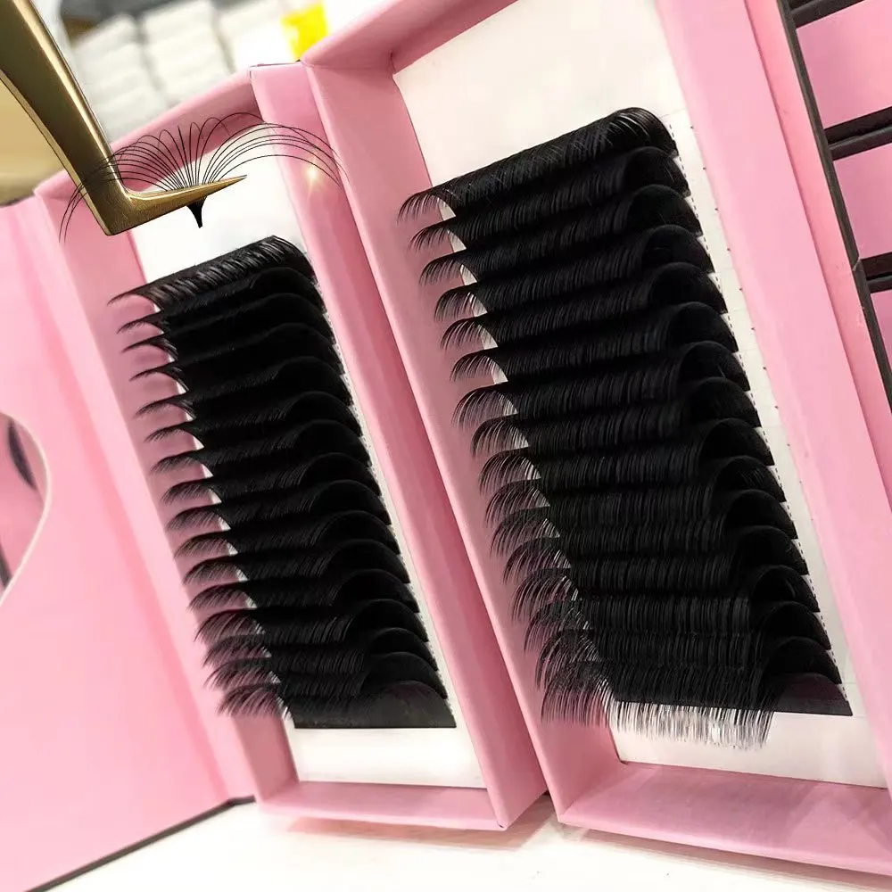 Soft volume eyelashes extensions 0.03 0.05mm cashmere easy make fans mega with customize logo lash supplier