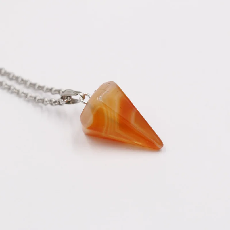 Women Necklaces Stone Pendant gemstone necklace jewelry Crystal Reiki Hexagonal Cone Pendulum necklaces for women 21Colors