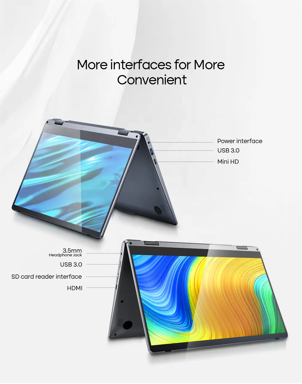 2 in 1 11.6 inch TouchScreen Ordenador Portatil Intel Graphic 8GB 360 Degree Rotate Bulk Mini Yoga Win 11 Tablet Laptops