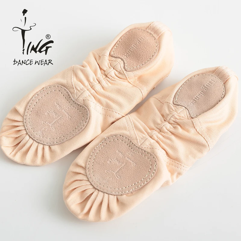 Wholesale Pink Canvas Ballet Shoes Soft Stretchy Ballet Slippers With Flat Heel for Women Girls