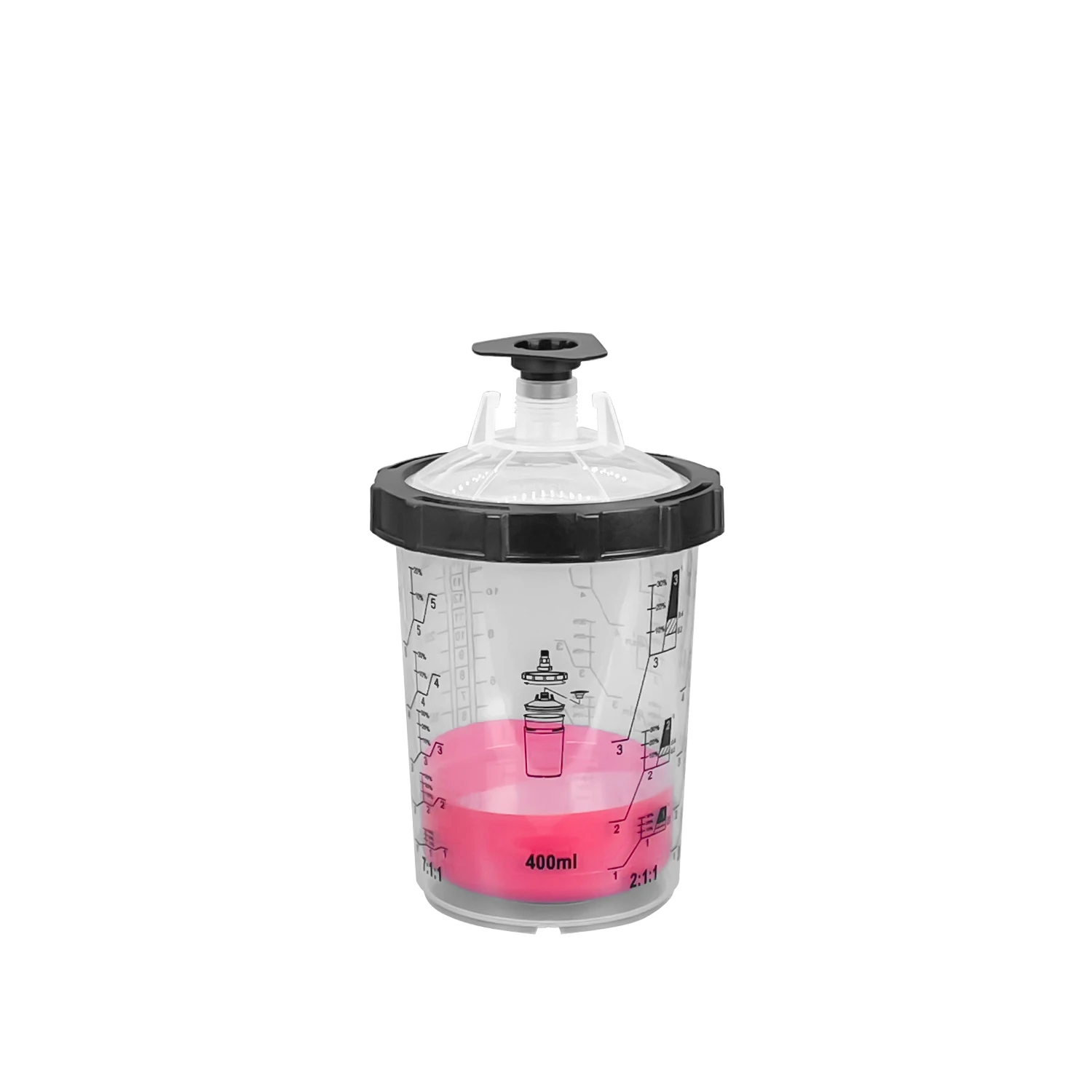 Car Body Refinish Disposable Spray Paint Gun Cup 300ml Plastic Paint Cups with Inner Cups and Lids 125/190 mic for Car Paint