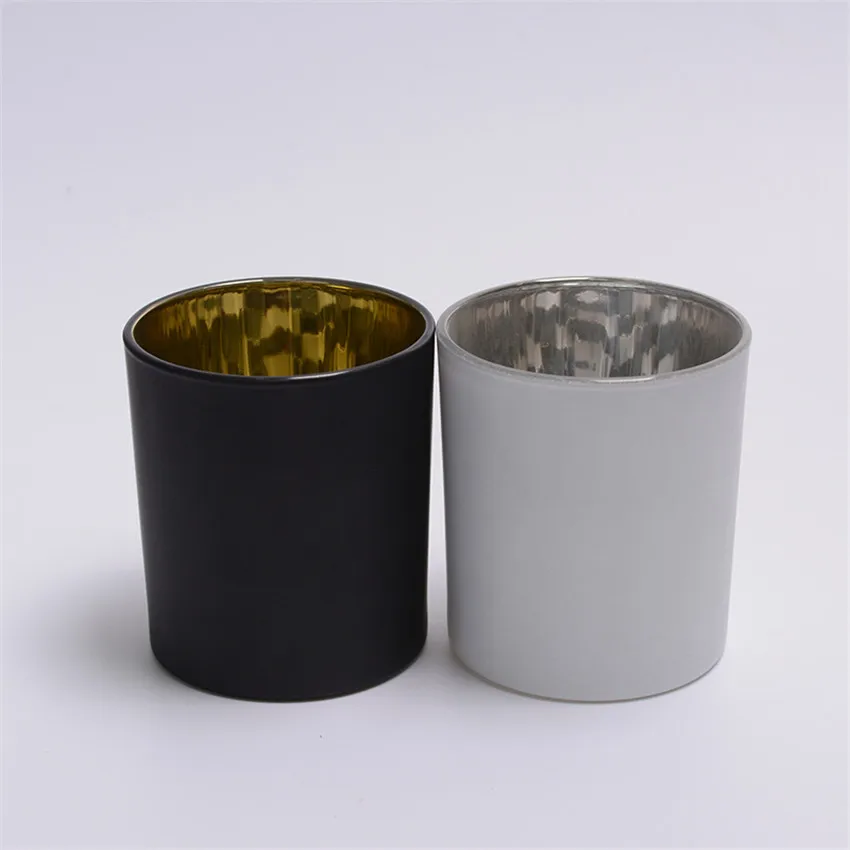 Customized Logo Galvanized Coating Cylinder Glass Candle Holder for Home Use