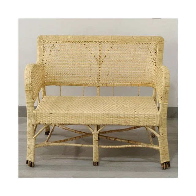 Outdoor Sofa Patio Bamboo Look Garden Sofa Furniture Wicker Arm Rattan Sofas