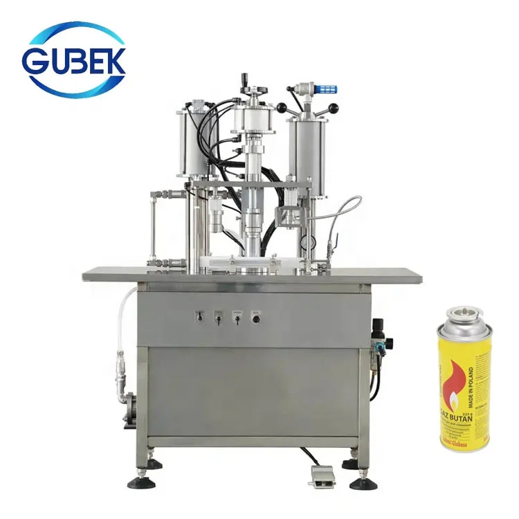 GUBEK semi automatic complete high speed rotory bov aerosol can filling machine manufacturer