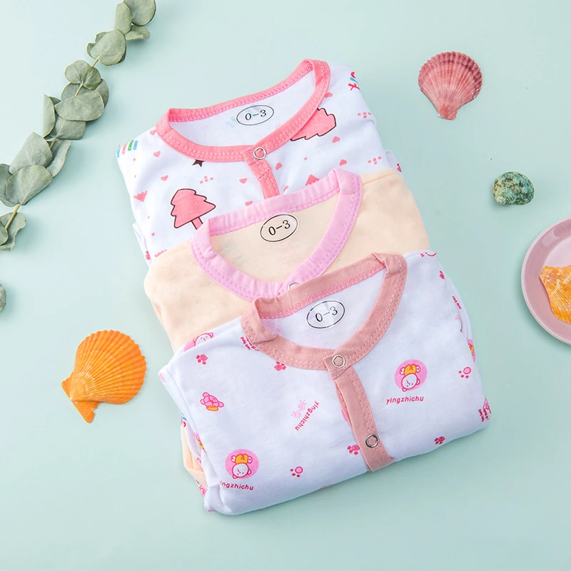 Michley Wholesale Cotton Girls 3pcs Pack Boys Gift Set Mixed Color Rompers Unisex Newborn Baby Clothes