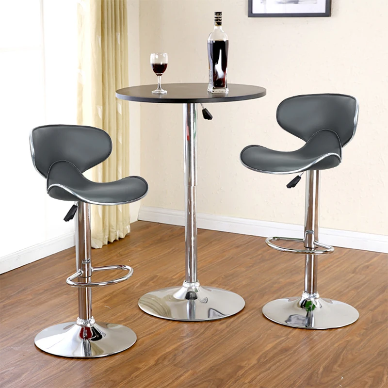 Leather Modern Elevated Height Restaurant Home Coffee Shop Office Furniture Metal Chair Bar Stool