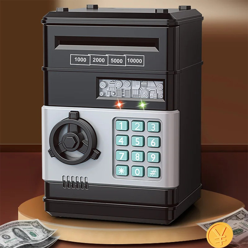 Customized Wholesale ATM Bank Toy Simulated Fingerprint Unlock With Light Music Password Key Keeps Cash Electronic Saving Box