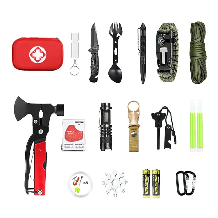 Hot Sale 18 in 1 Emergency Survival Kit Box Emergency Rescue Equipment Defense Tool for Fishing Boating