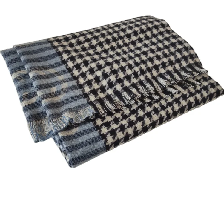 
2020 new winter houndstooth 100% polyester women warm shawl thickened cold plaid scarf 