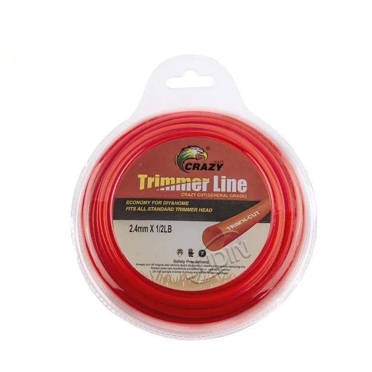 Hot Sale Nylon Grass Cutting Line Red Round Shape 2.4mm Blister Pack Trimmer Line