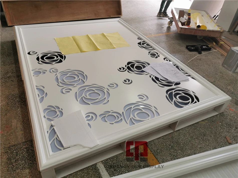 Diamond jewelry store paint display cabinet Mirror stainless steel jewelry display counter carved wooden glass showcase