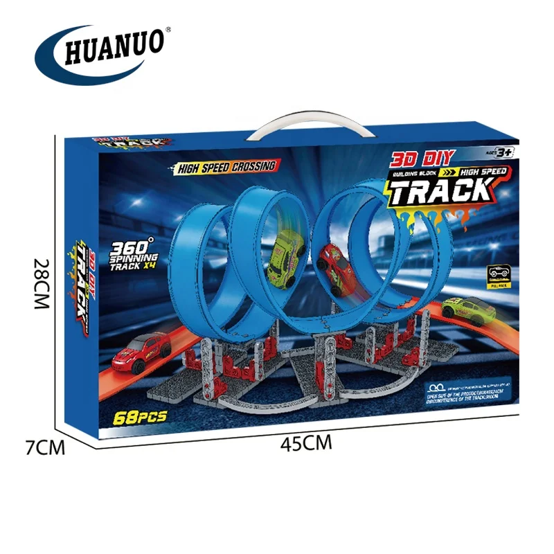 High-speed pull back racing car track 360 degree DIY assembly circle car racing track