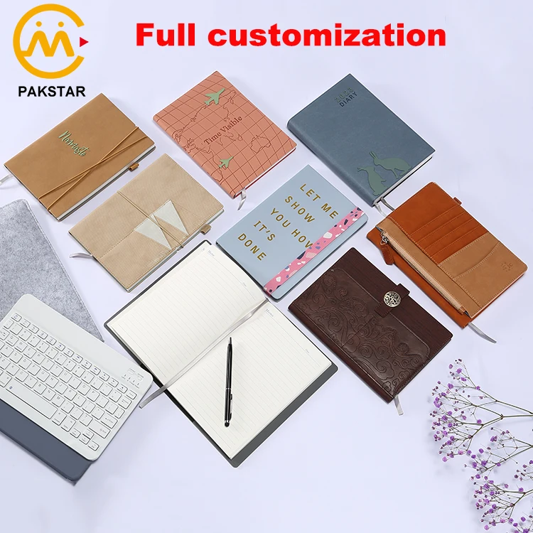 Custom printed colorful PU leather notebook notepad diary note book with elastic band