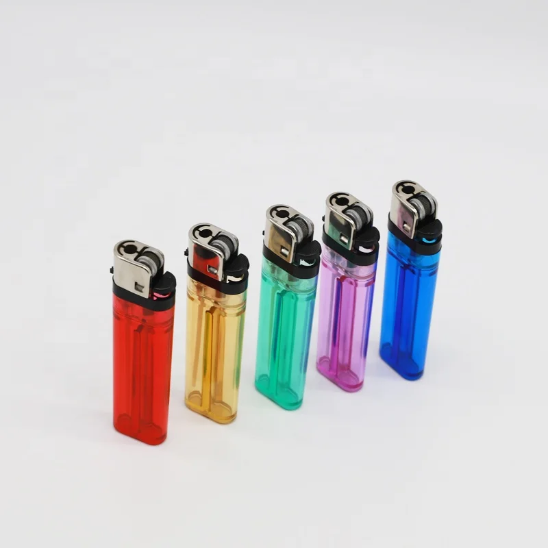 8.0 cm transparent disposable stone flint lighter cigarette plastic lighters