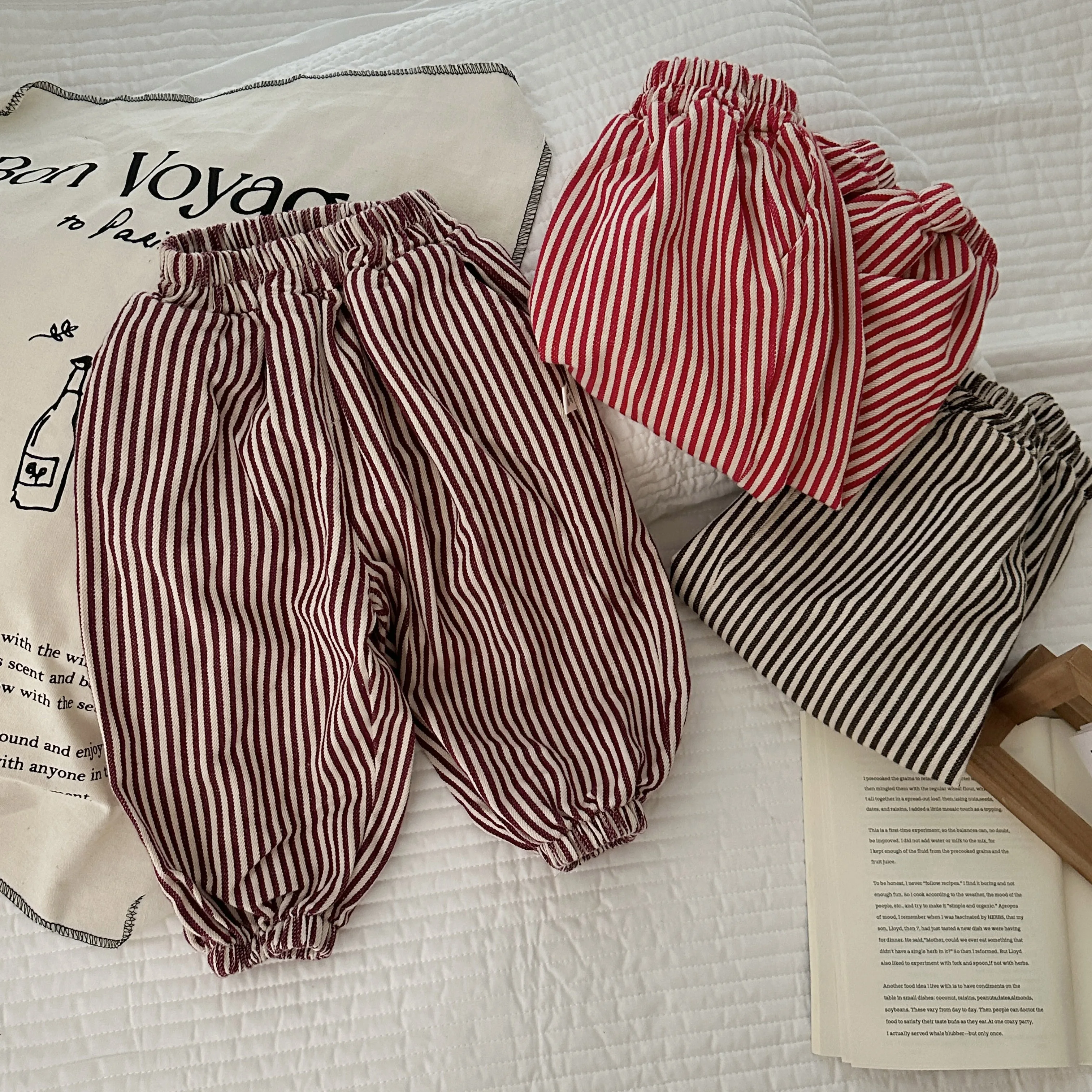 Purorigin 2024 wholesale custom good price novel design low price baby boys girls long pants trousers kids stripe pants for 2-7Y