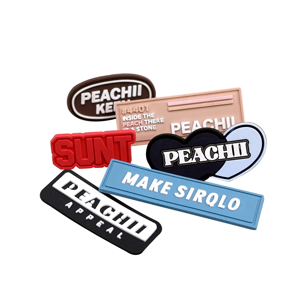 Customized brand logo pvc tag patches engraved silicone badge rubber label for Clothing