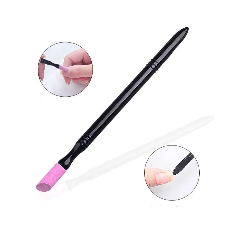 Professional Plastic Cuticle Pusher Hard Rubber Tipped Nail Cleaning Manicure Pusher for Home Nail Salon