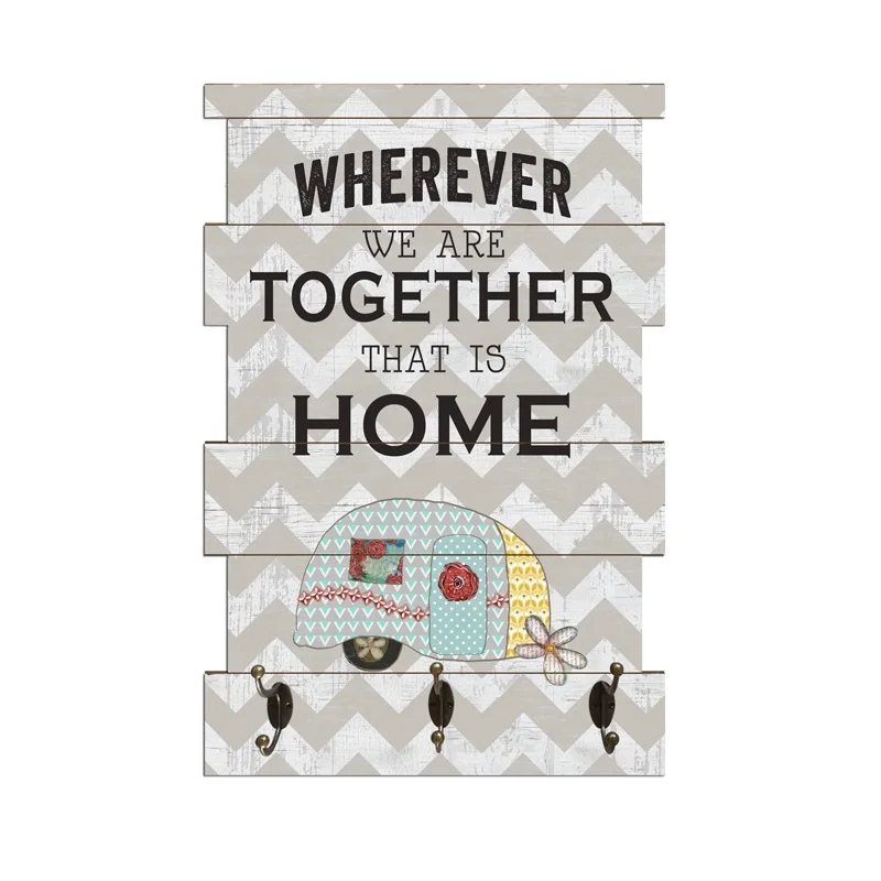 
Customized home and office decoration antique wooden wall plaque with hooks hook hanging wall coat rack 