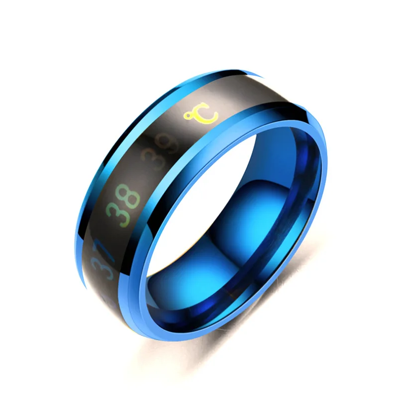 Wholesale Stainless Steel Temperature Ring Body Temperature Intelligent Thermochromic Couple Ring Jewelry