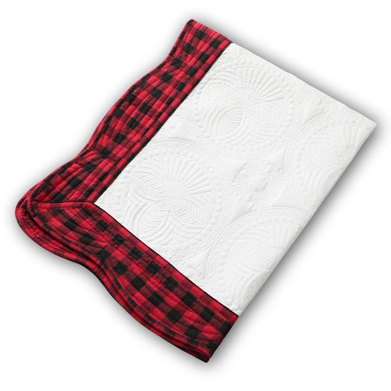 Red Plaid  Monogram Baby Blanket Newborn Coming Home Baby Swaddle Blanket Baby Quilt