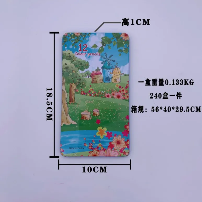 High quality 12 color wooden pencil custom color pencil set with metal box coloring pencil for kids gift