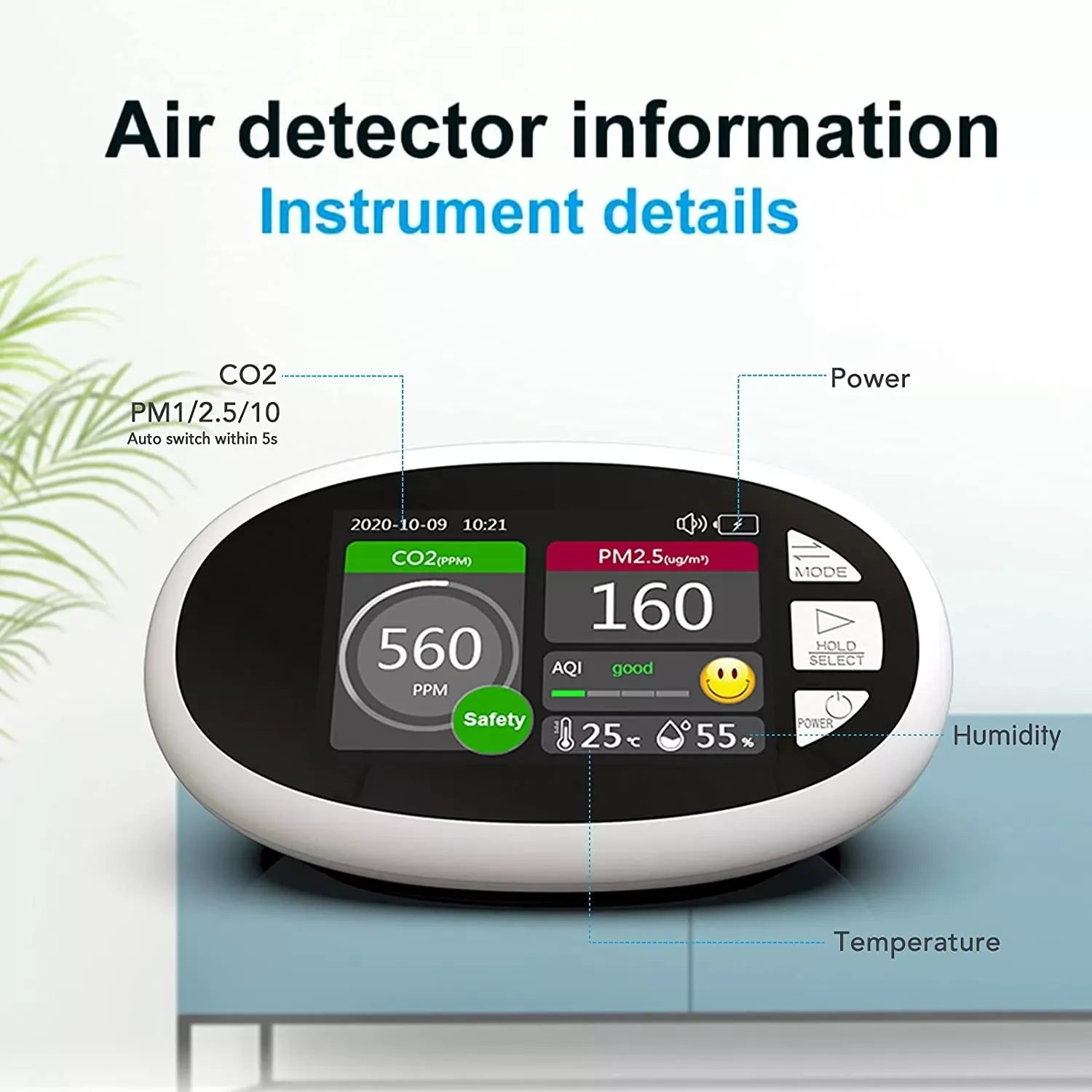 Indoor PM2.5 PM10 Gas Analyzer Portable Air Tester CO2 Controller Tuya WiFi CO2 Sensor Meter CE Certified NDIR Sensor Type