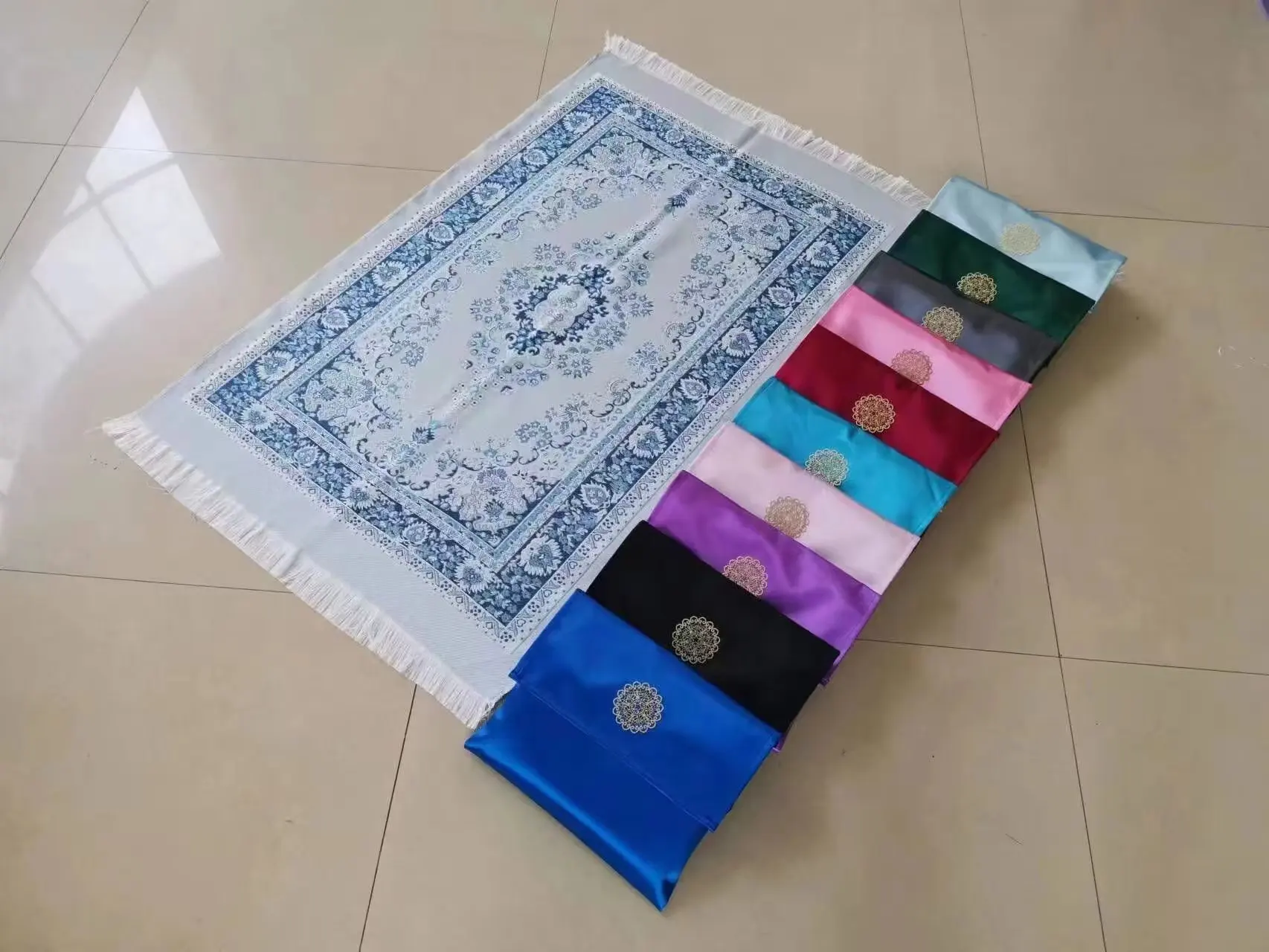 wholesale Gift Prayer Mat - Turkish Design Muslim Prayer Rug & Prayer Beads Set with Satin Pouch Ideal Islamic Gift for Ramadan