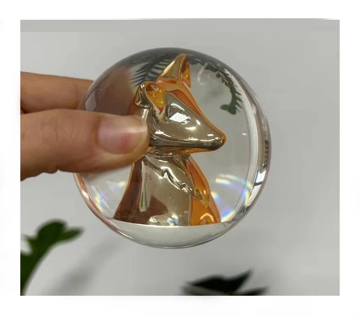 2024 custom clear resin ball trophies ornament cartoon characters clear ball transparent resin figurine home decor
