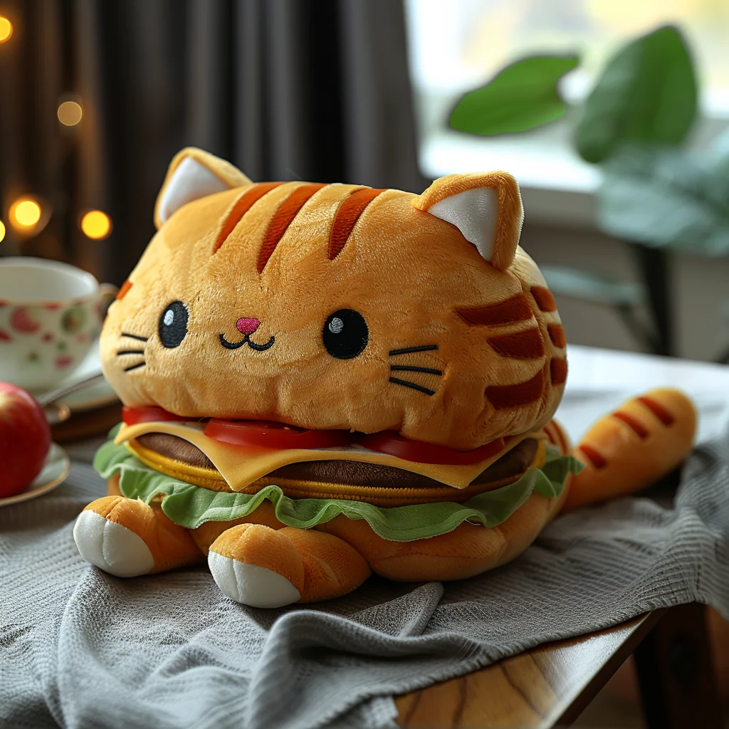 Kawaii Plush Sandwich Cookies Kitten Dolls Soft Cute Biscuit Cat Stuffed Dolls White Cat Plush Toys