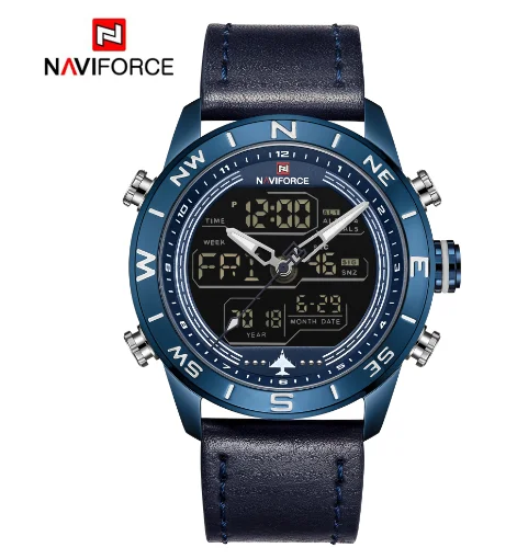 Luxury reloj NAVIFORCE 9144 Watch Men Genuine Leather Sport Waterproof Wrist Quartz Mens Clock Relogio Masculino Digital Watches