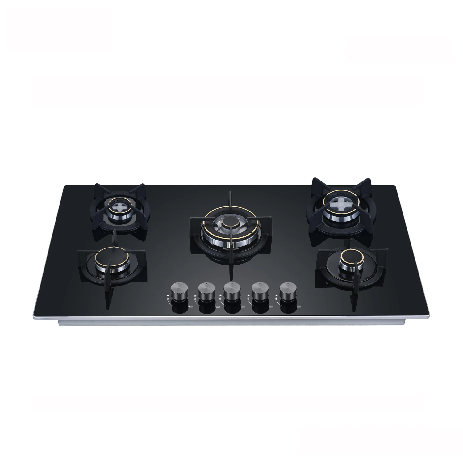 2024 Nuoyi Factory Black Tempered Glass 5 burner gas cooker stove Hot selling Gas cook tops