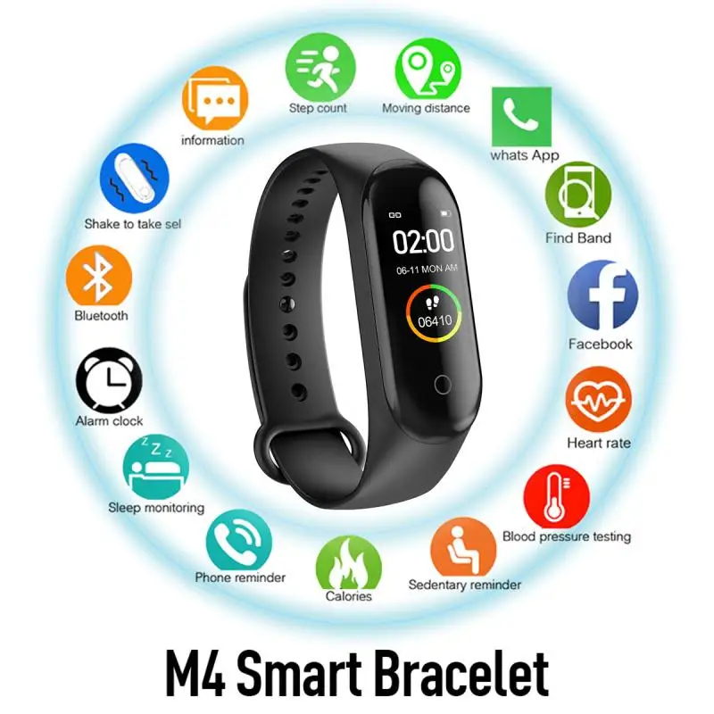 M4 Смарт-часы Mi band дешевые спортивные монитор сердечного ритма Смарт-Браслет фитнес-трекер M5 M6 умные часы