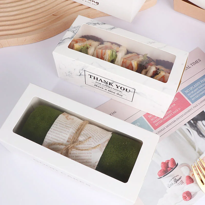 Длинные прямоугольные швейцарские рулонные бумажные контейнерные коробки для тортов с