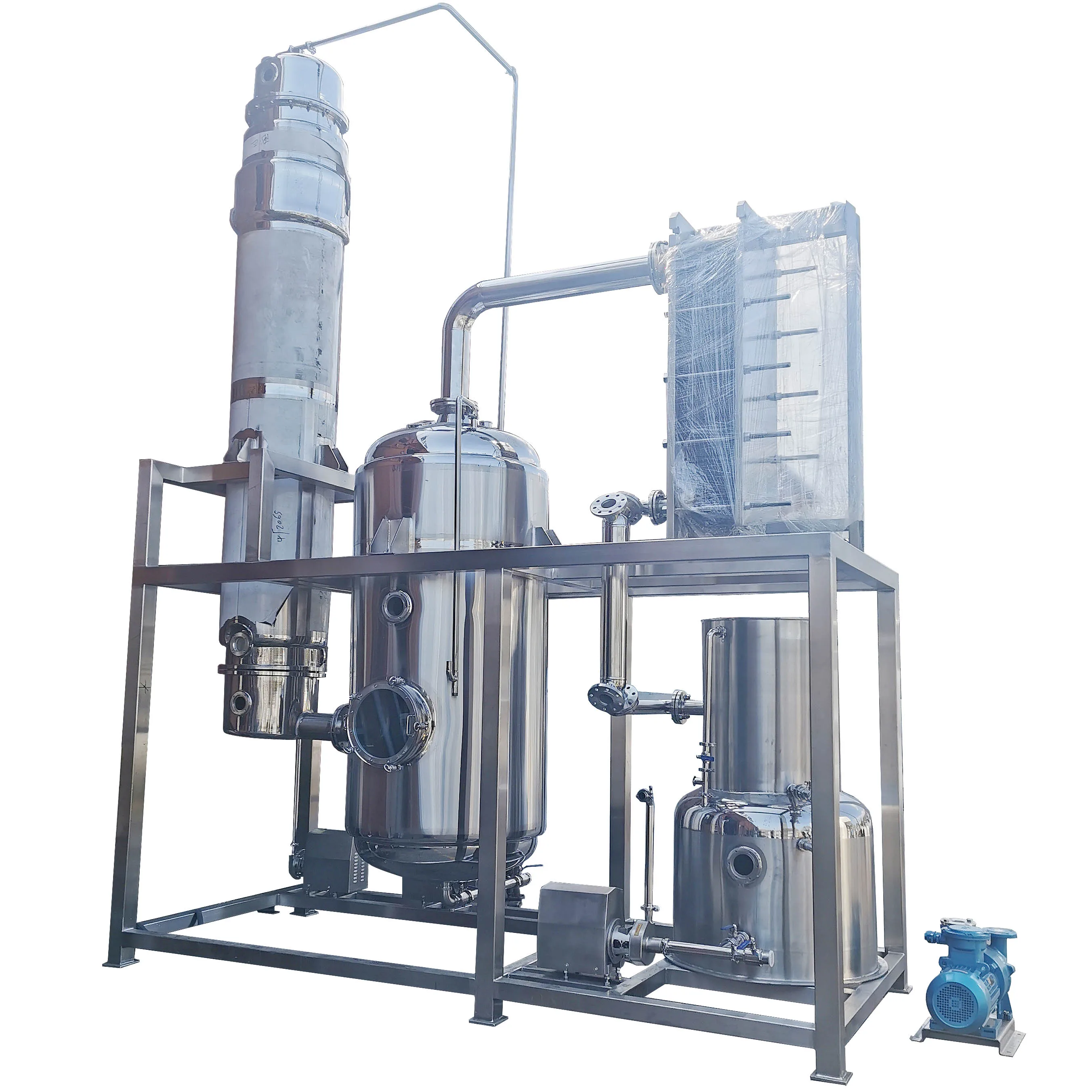 oil distillation equipment stainless steel double single effect falling film vacuum  evaporator