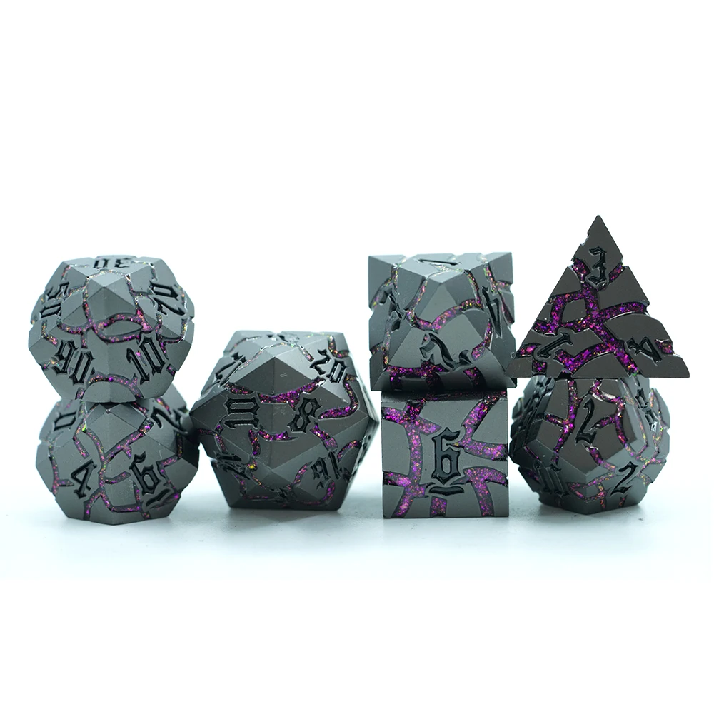 16mmMetal dice black and Green mica dice set D6-D20 customized metal dice game