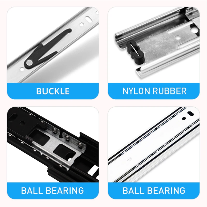 TOPCENT Tandem Box Push To Open Drawer Slides Full Extension Ball Bearing Drawer Slide With High Click